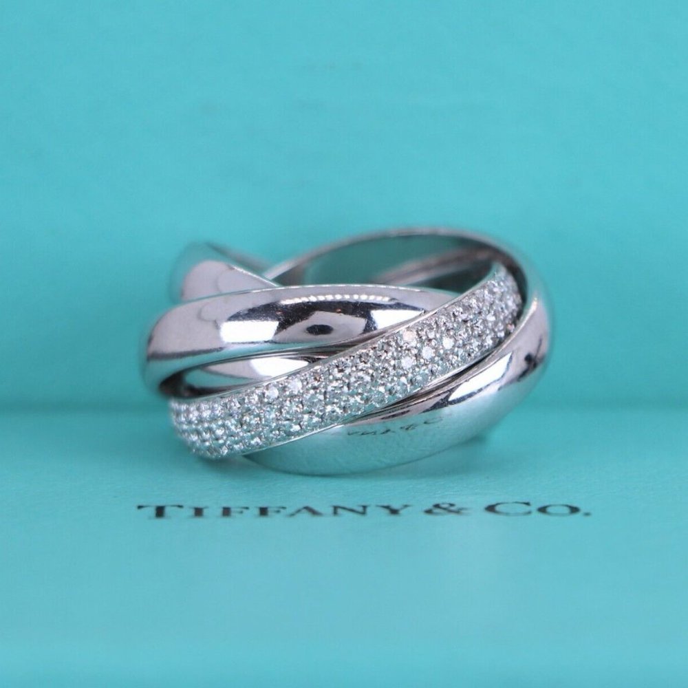 20154 Tiffany & Co. Paloma Picasso Melody 18K White Gold Diamond Band Ring 5.25